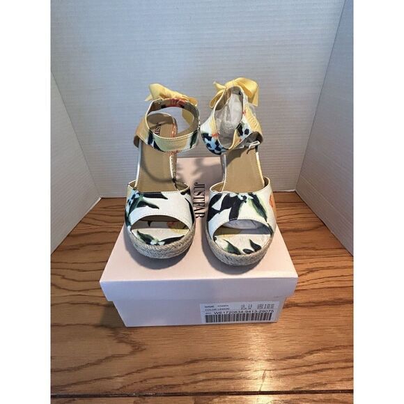 JustFab Espadrille -Wedges- Women’s Size: 7.5 - Yasmin Size-Color  Lemon - Picture 1 of 12